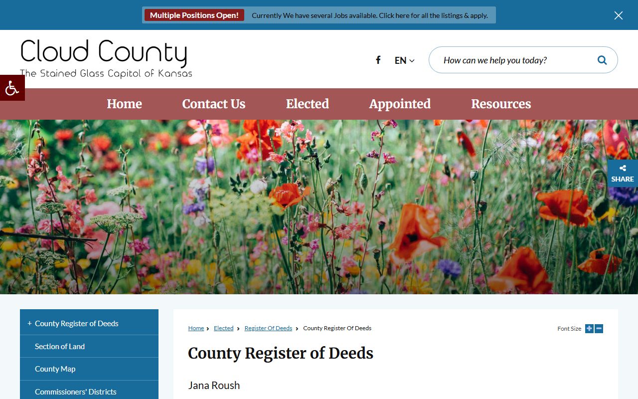 Cloud County Clerk of the District Court records and Register of Deeds fee distinction