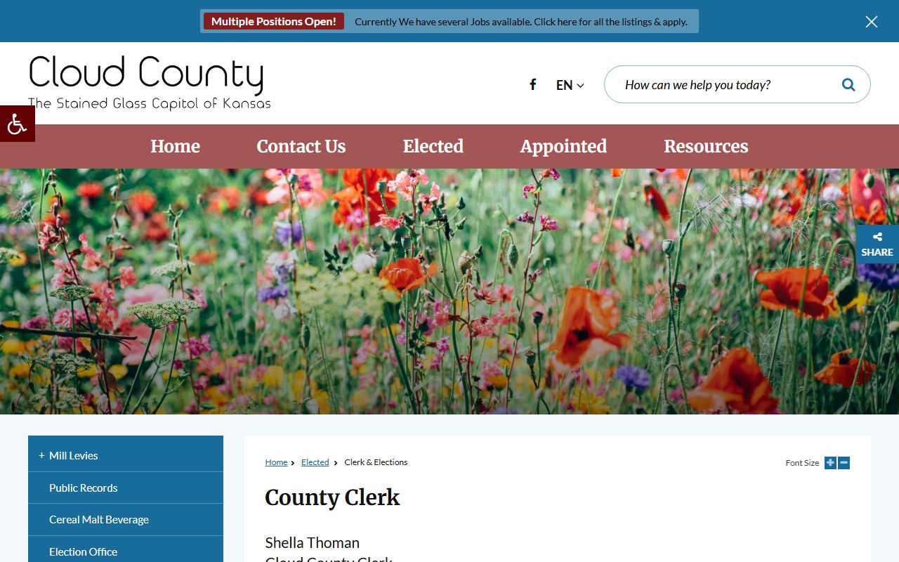 Cloud County Clerk of the District Court records and County Clerk office distinction