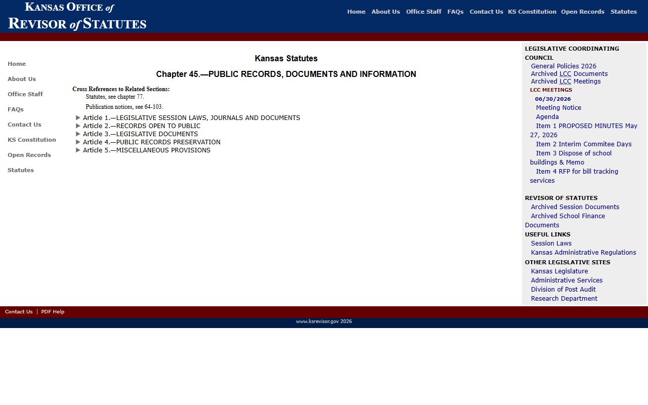 Cloud County Clerk of the District Court records and Kansas Open Records Act source