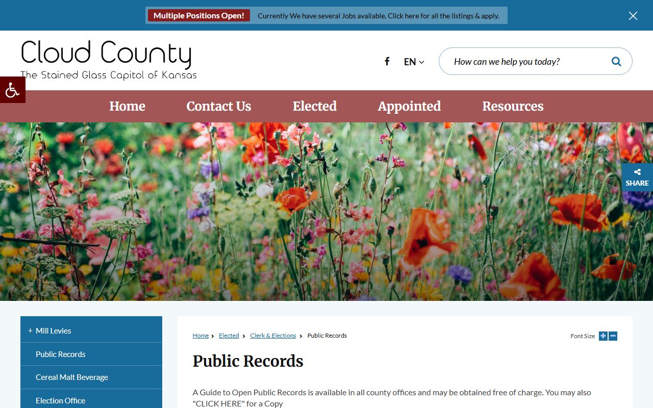 Cloud County Clerk of the District Court records compared with County Clerk public records