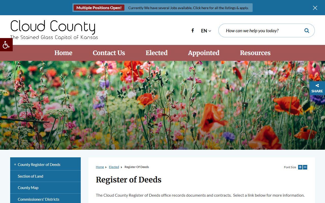 Cloud County Clerk of the District Court records compared with Register of Deeds records