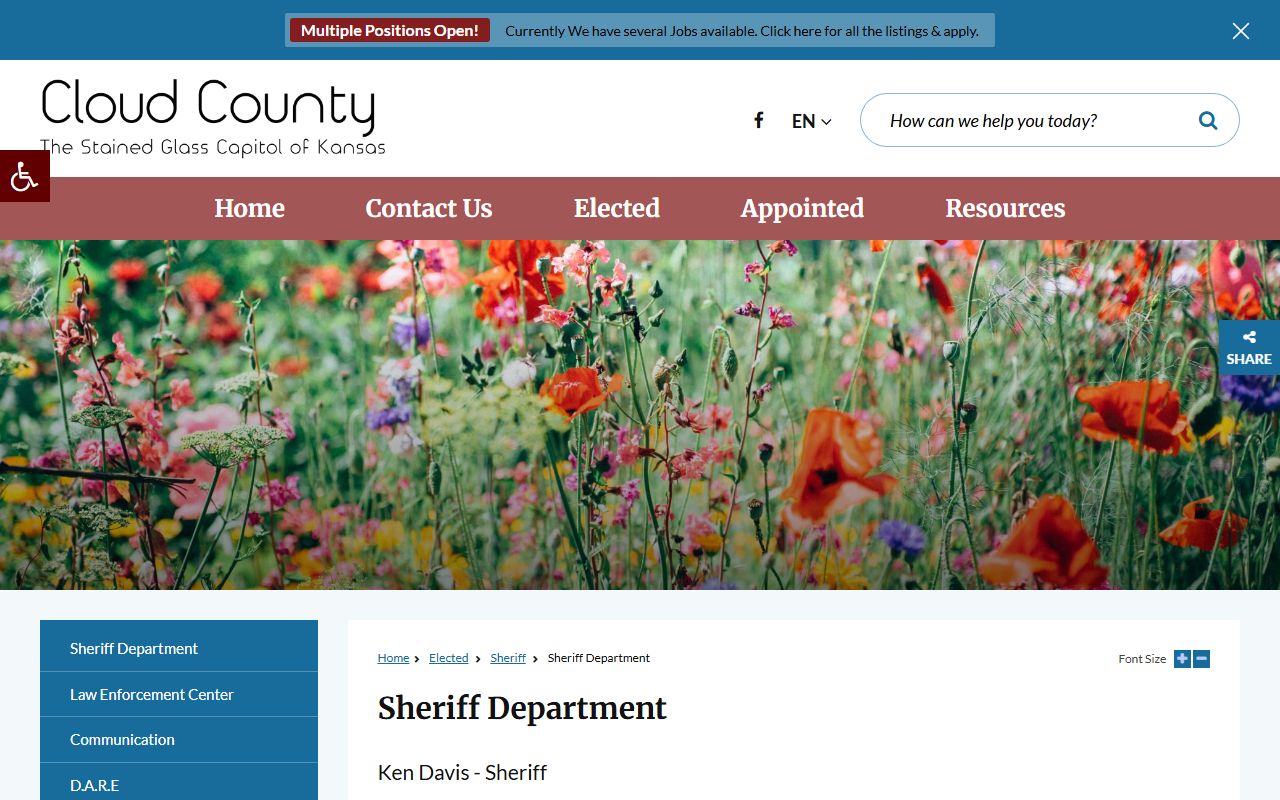 Cloud County arrest records and court charges sheriff department page