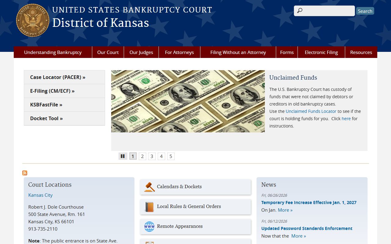 Cloud County court dockets U.S. Bankruptcy Court for the District of Kansas website