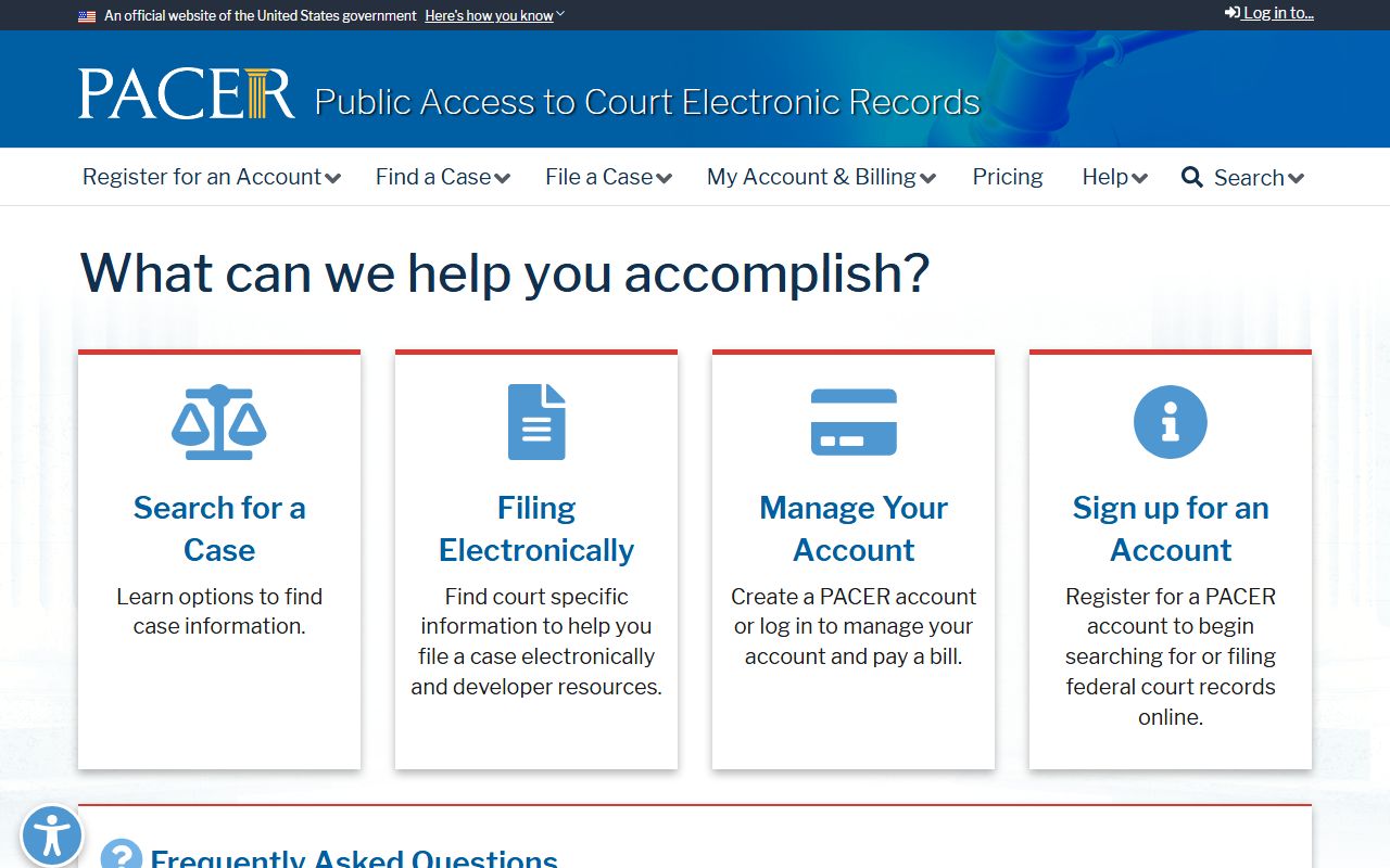 Cloud County court records PACER federal court records portal homepage