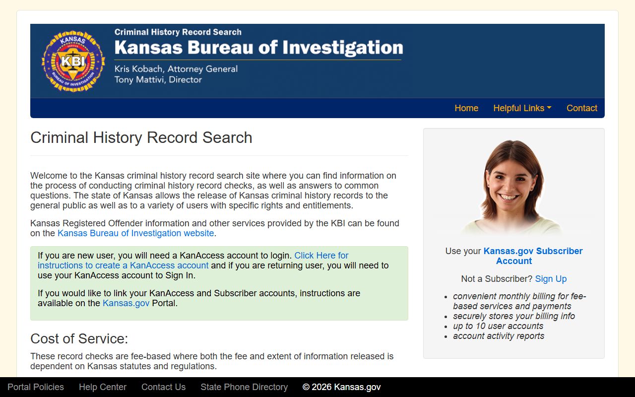 Cloud County criminal court records Kansas criminal history record search page
