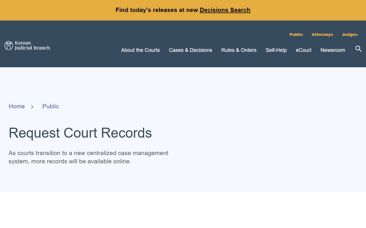 Cloud County Court records Kansas court records request page