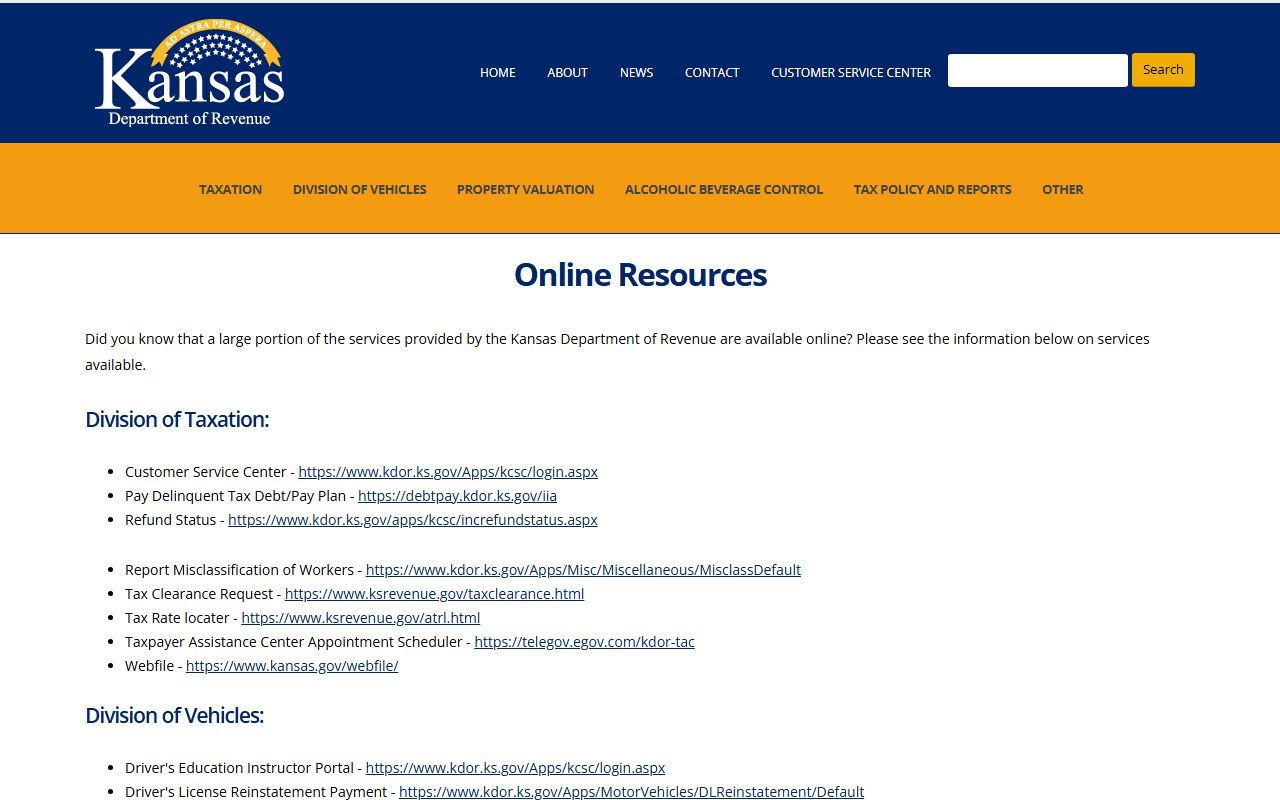 Cloud County traffic court records Kansas Department of Revenue online services